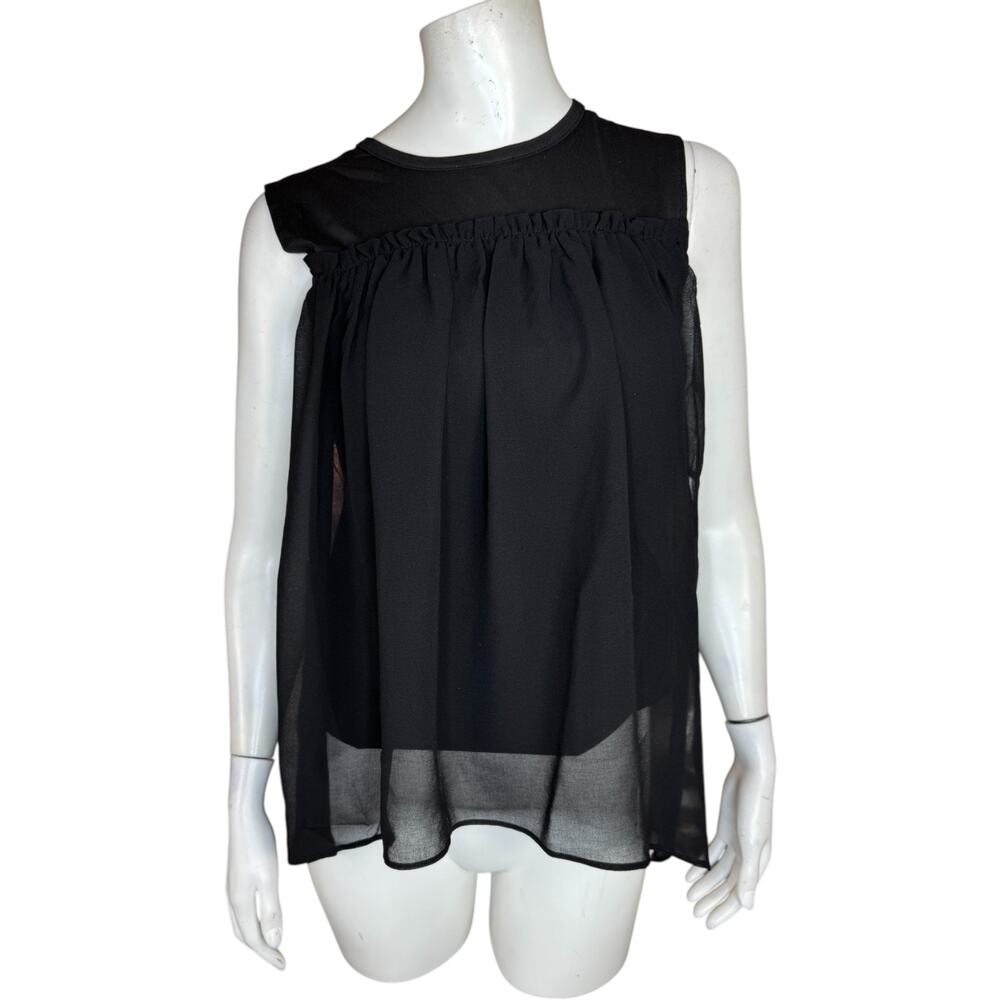 C. Wonder Black Ruffle Sleeveless Blouse 100%‎ Polyester XS NWT